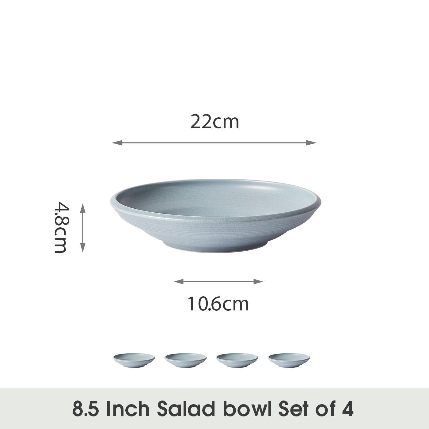 JIWOO-Zen, 4pcs, 8,5zoll 22cm Suppenteller, Mikrowellengeeignet und Spülmaschinengeeignet