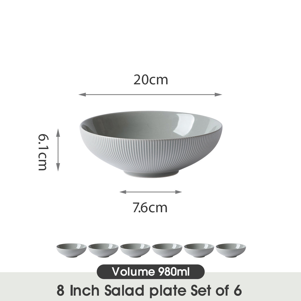 JIWOO-Moire, 6-teiliges 20cm Suppenteller, Mikrowellengeeignet und Spülmaschinengeeignet
