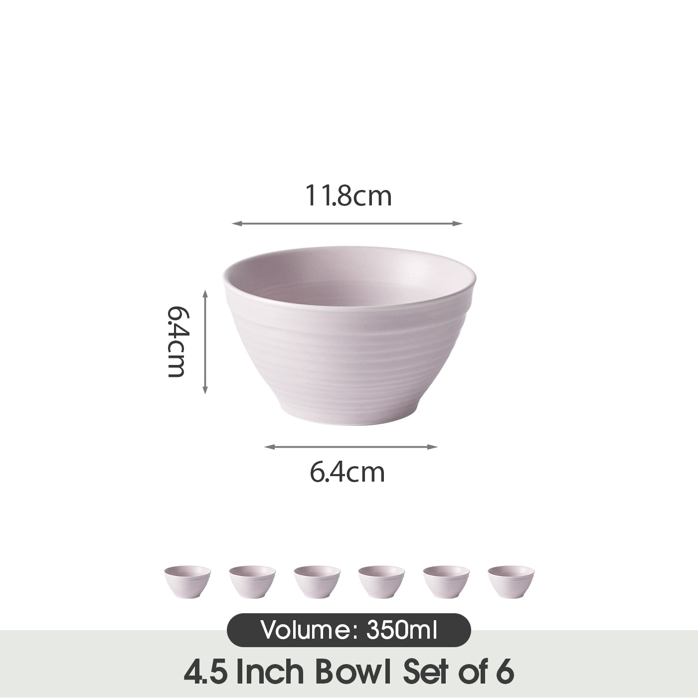 JIWOO-Lurcern, 6pcs, 4,5zoll 11,8cm Schüssel, Mikrowellengeeignet und Spülmaschinengeeignet