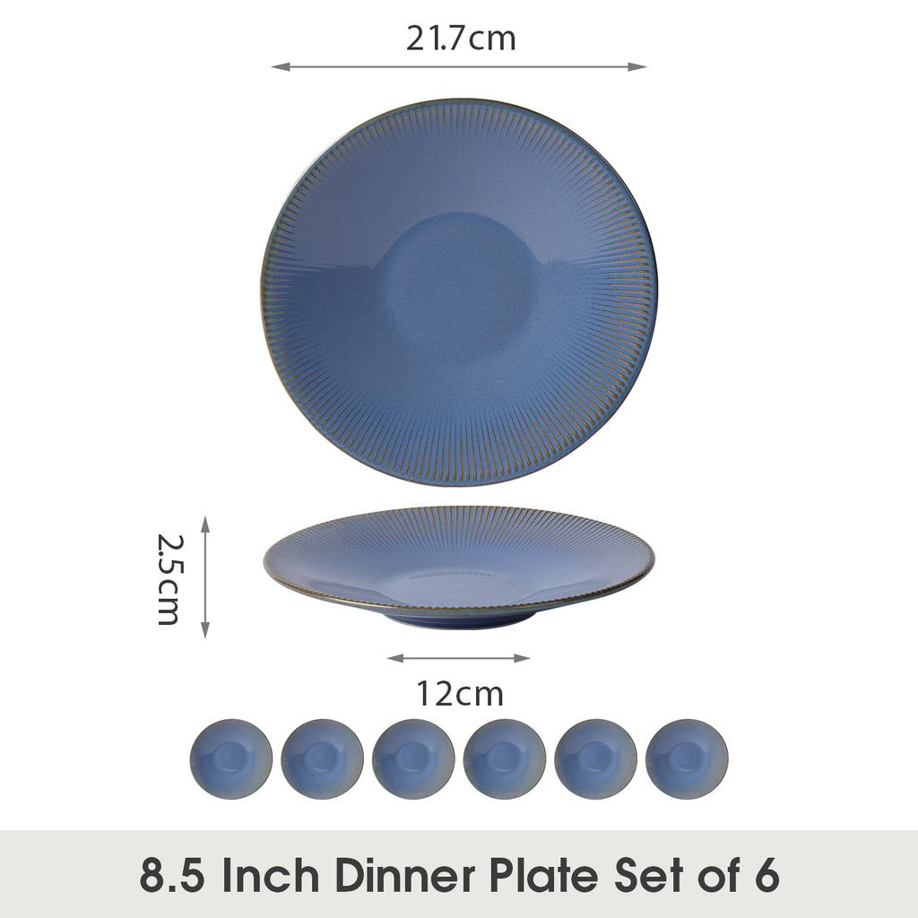 JIWOO-Moire, 6pcs, 8.5 inch 21.7cm Plates, Microwave and Dishwasher Safe