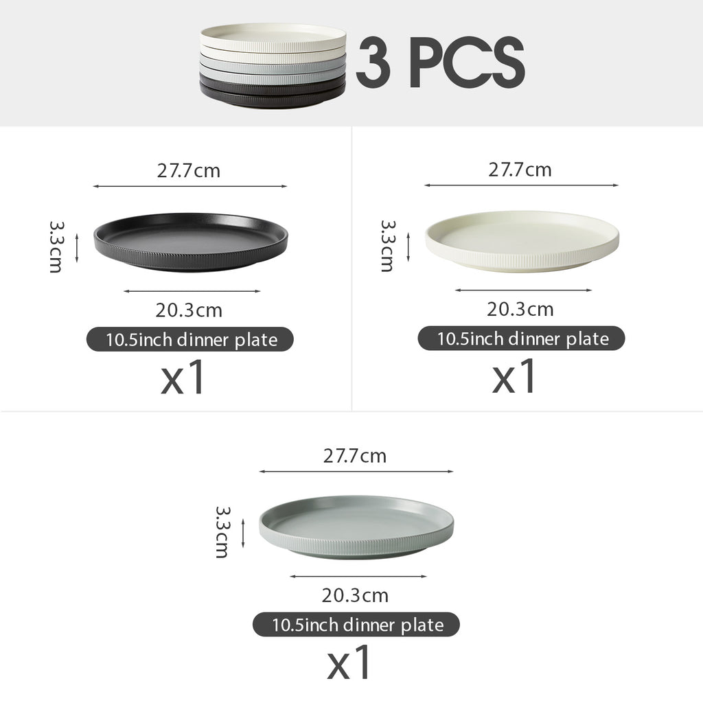 JIWOO-Roman Holiday, 3pcs, 10,5Zoll 27,7cm Essteller, Mikrowellengeeignet und Spülmaschinengeeignet