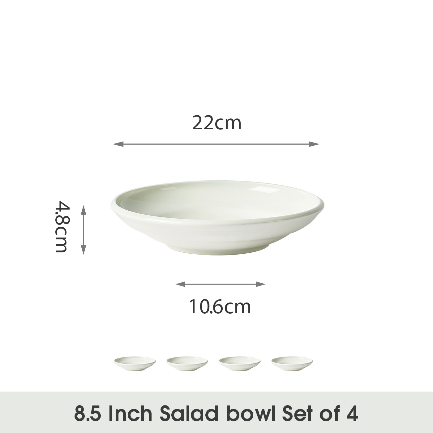 JIWOO-Zen, 4pcs, 8,5zoll 22cm Suppenteller, Mikrowellengeeignet und Spülmaschinengeeignet