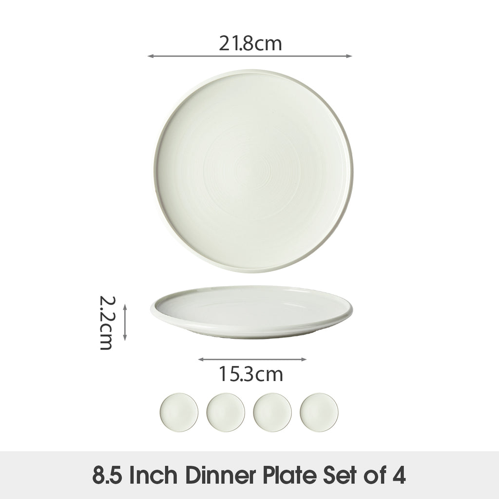JIWOO-Zen, 4pcs, 8,5zoll 21,5cm Essteller, Mikrowellengeeignet und Spülmaschinengeeignet