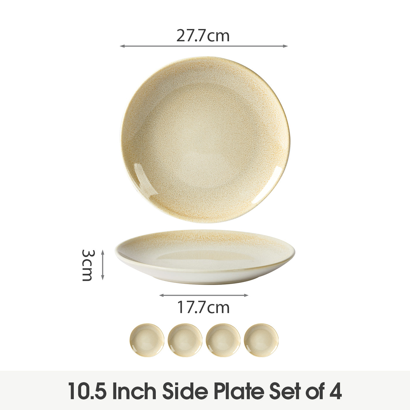 JIWOO-Lovina, 4-teiliges 27,7cm Essteller, Mikrowellengeeignet und Spülmaschinengeeignet