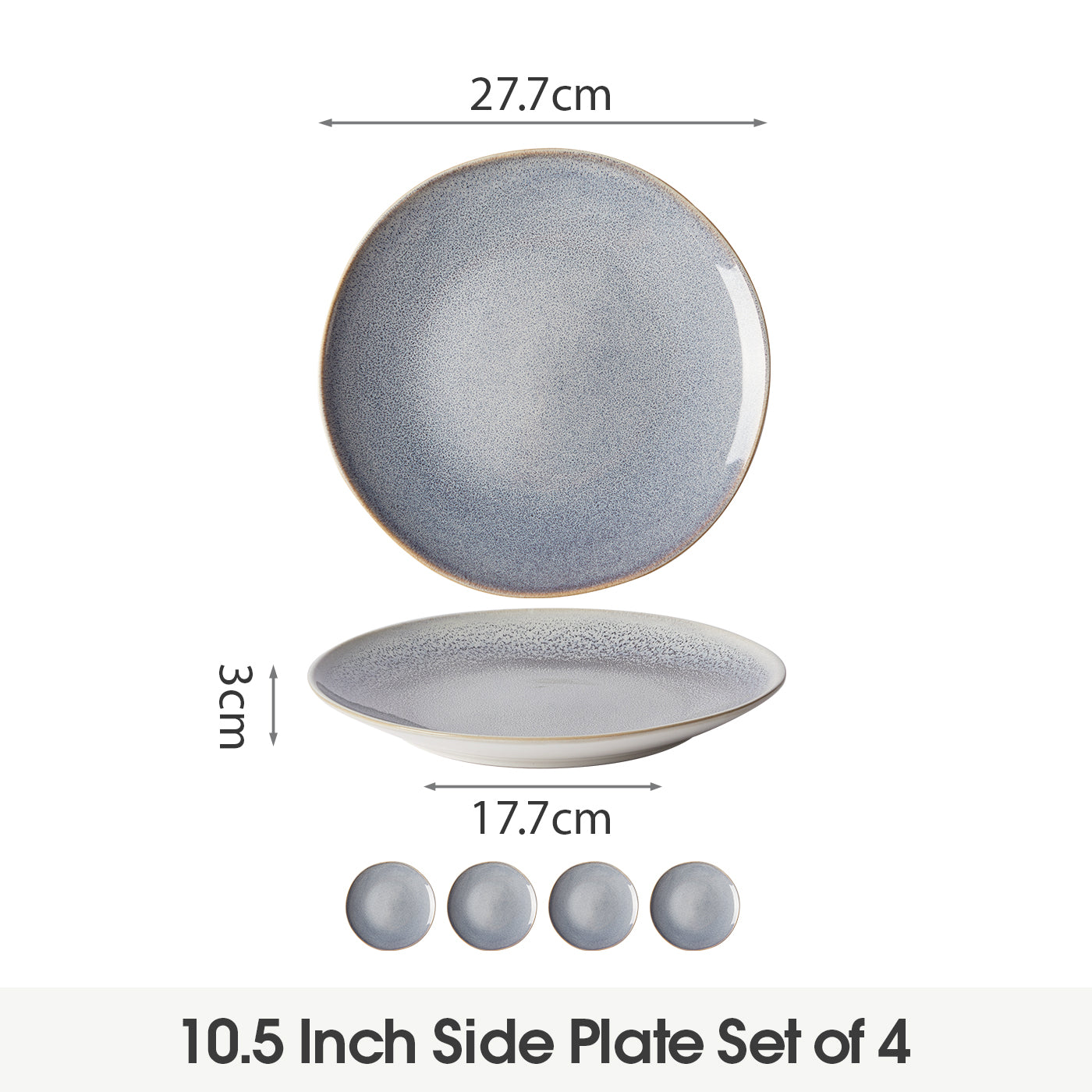 JIWOO-Lovina, 4pcs, 10,5zoll 27,7cm Essteller, Mikrowellengeeignet und Spülmaschinengeeignet