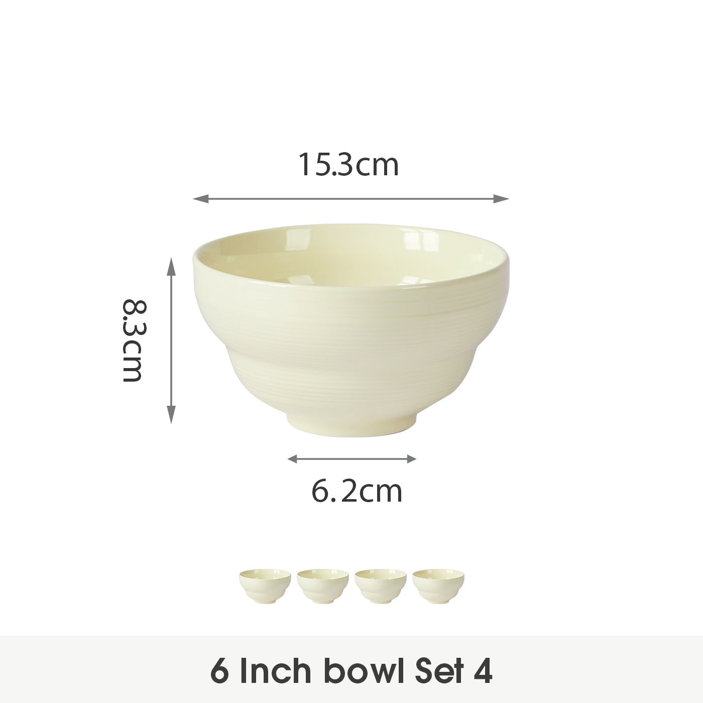 JIWOO-Light stream, 4pcs, 6Zoll 15,3cm Schüssel, Mikrowellengeeignet und Spülmaschinengeeignet