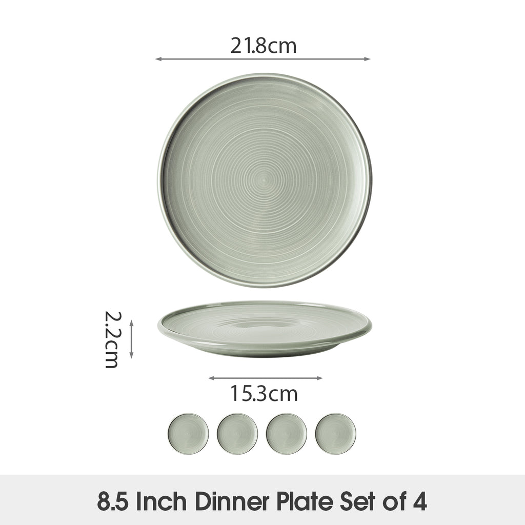 JIWOO-Zen, 4pcs, 8,5zoll 21,5cm Essteller, Mikrowellengeeignet und Spülmaschinengeeignet