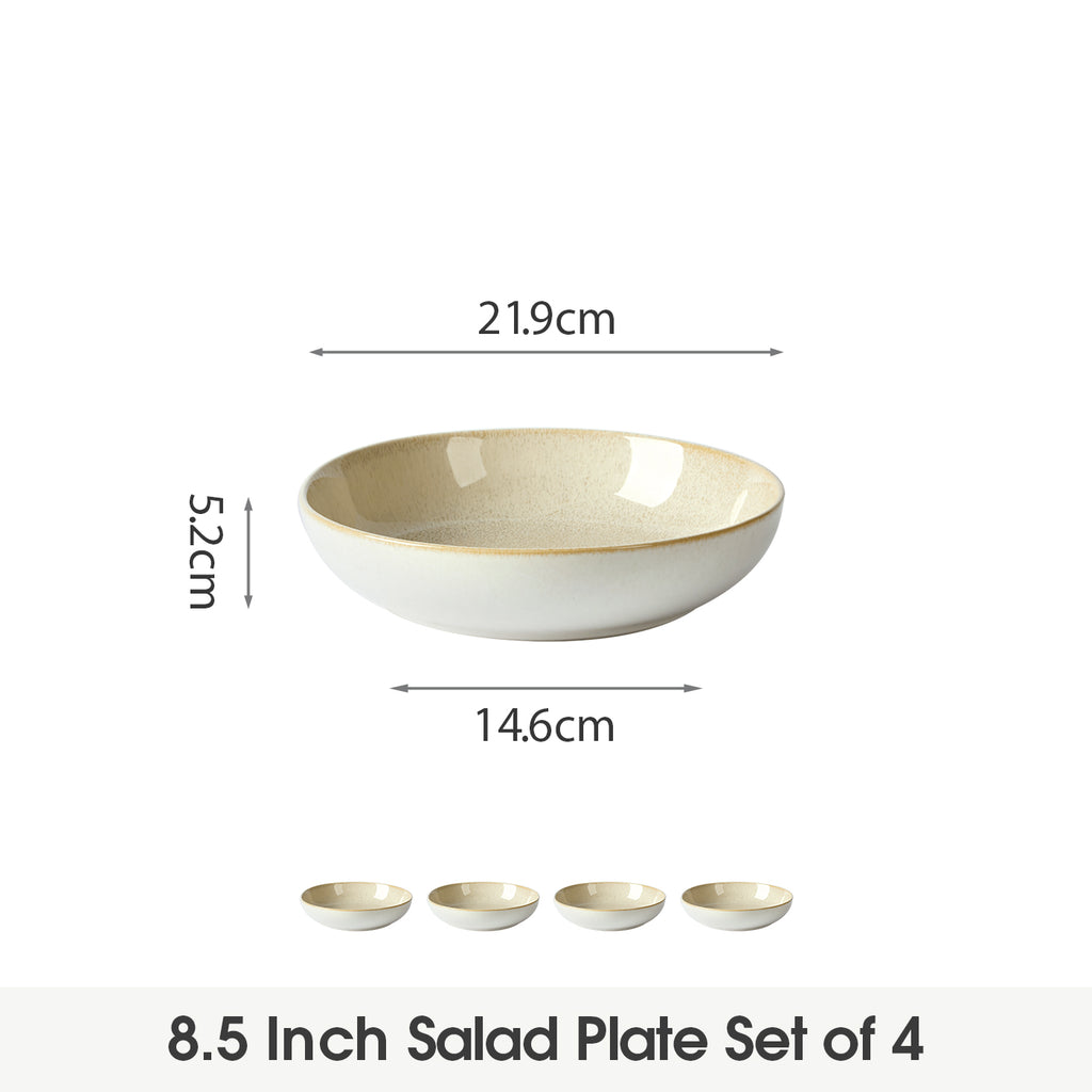 JIWOO-Lovina, 4-teiliges 21,9cm Suppenteller, Mikrowellengeeignet und Spülmaschinengeeignet