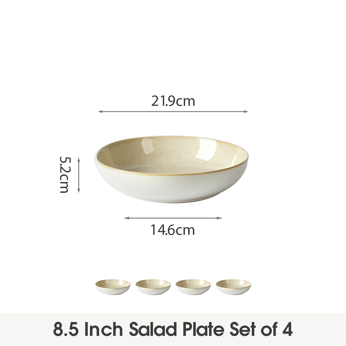 JIWOO-Lovina, 4-teiliges 21,9cm Suppenteller, Mikrowellengeeignet und Spülmaschinengeeignet
