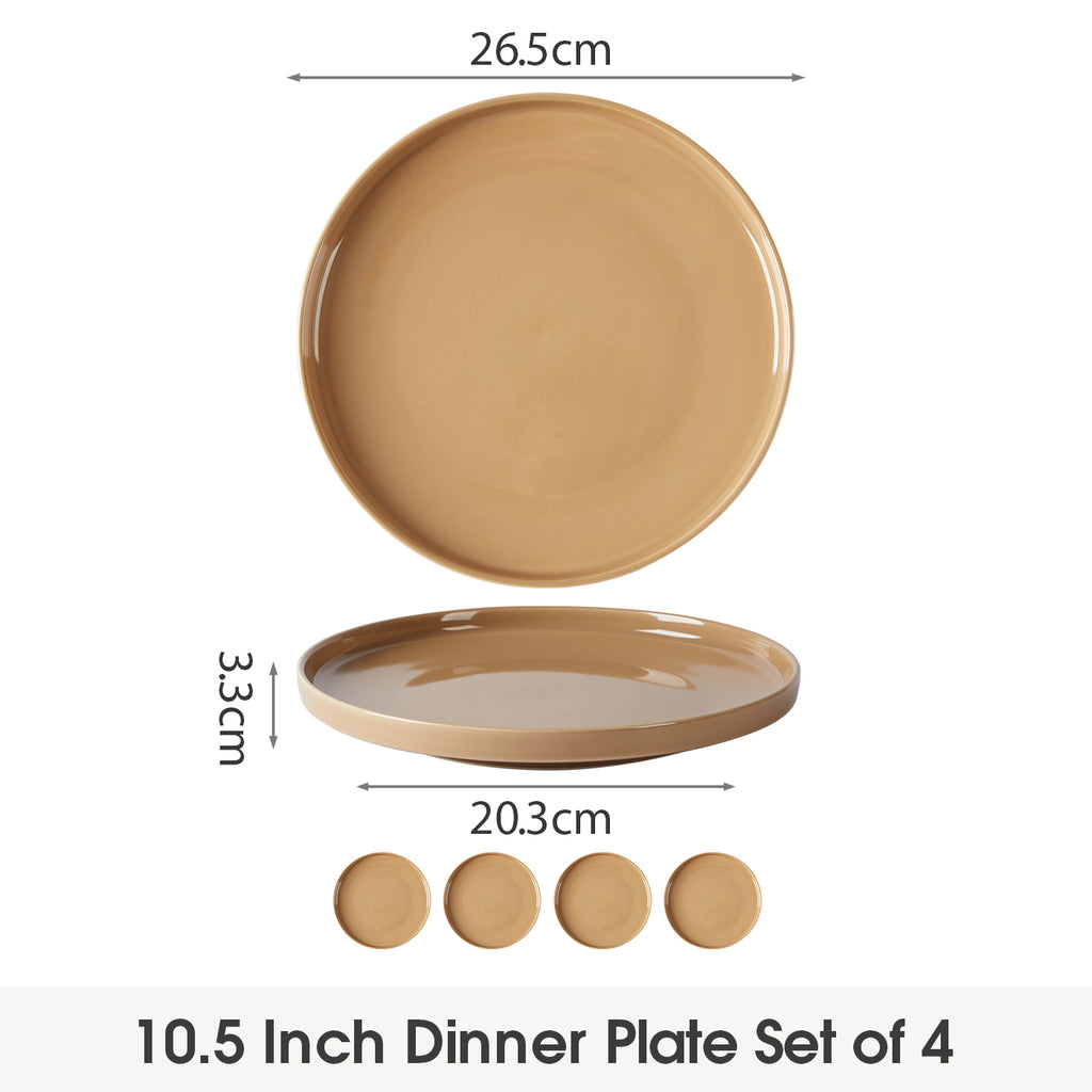 JIWOO-Beira, 4pcs, 10,5zoll 26,5cm Essteller, Mikrowellengeeignet und Spülmaschinengeeignet