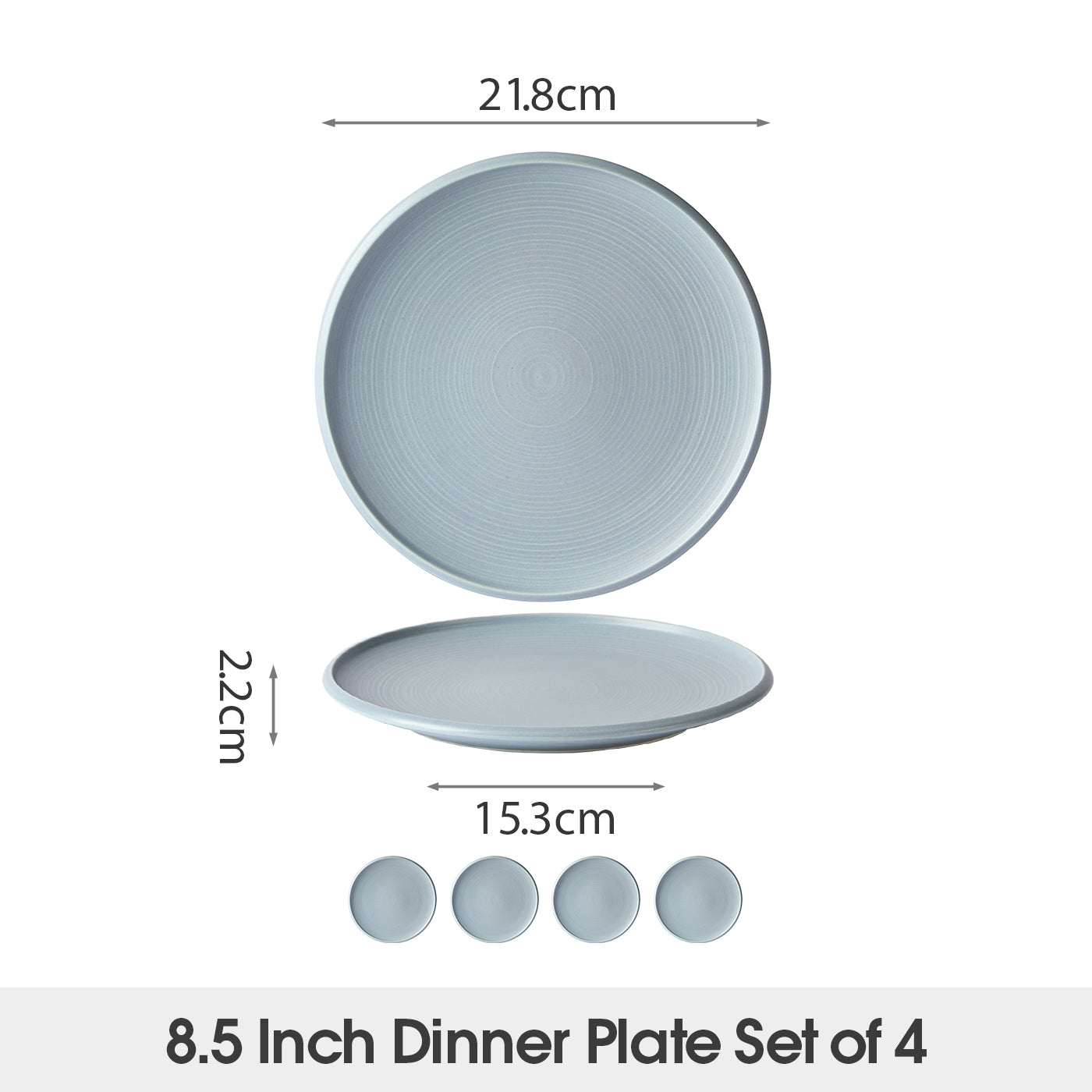 JIWOO-Zen, 4pcs, 8,5zoll 21,8cm Essteller, Mikrowellengeeignet und Spülmaschinengeeignet