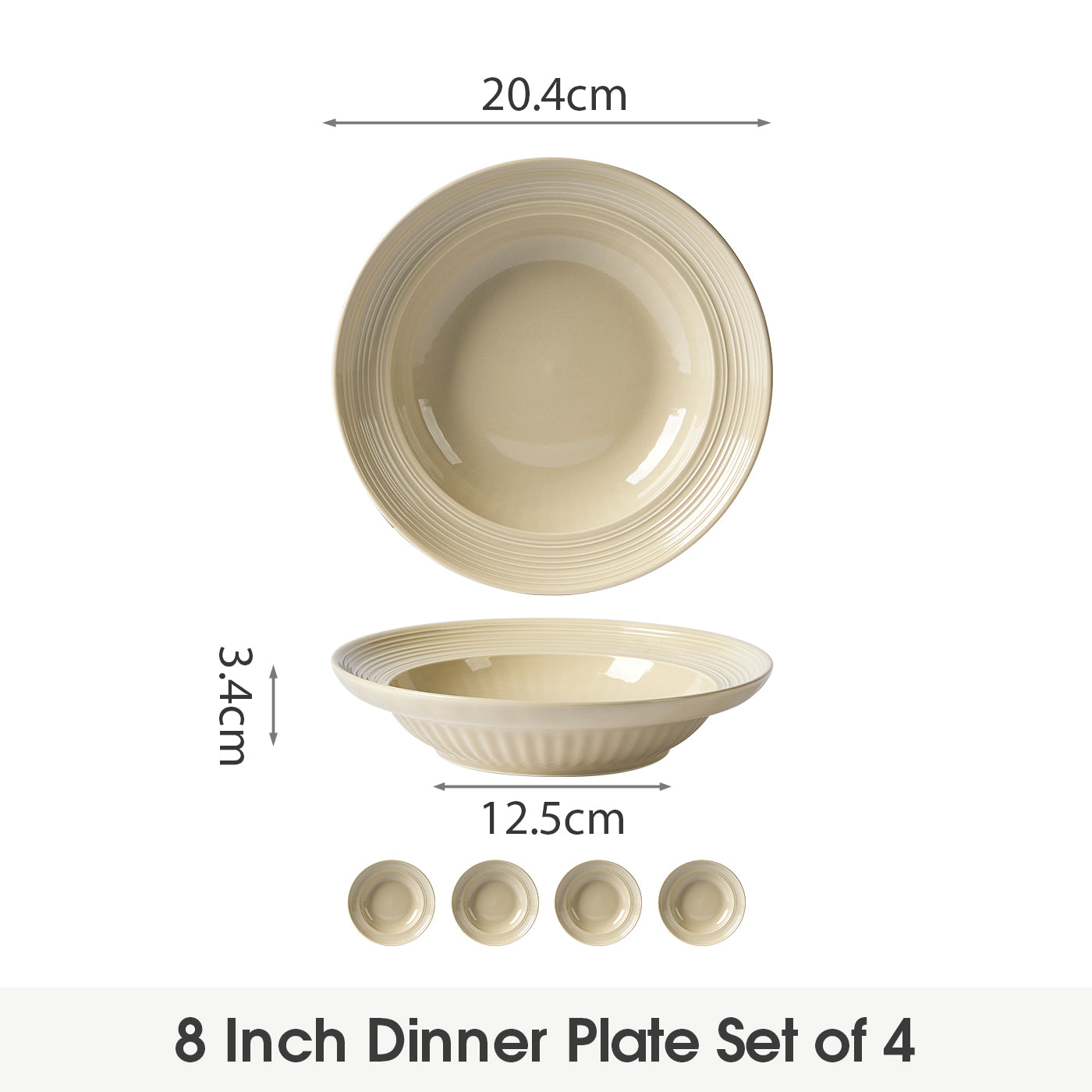 JIWOO-Light stream, 4pcs, 8Zoll 20,4cm Tiefer Teller, Mikrowellengeeignet und Spülmaschinengeeignet