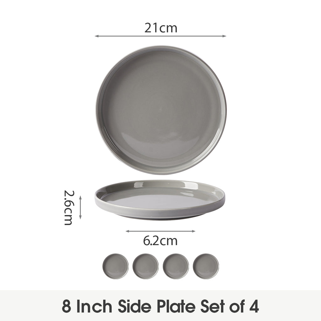 JIWOO-Beira, 4-teiliges 21cm Essteller, Mikrowellengeeignet und Spülmaschinengeeignet