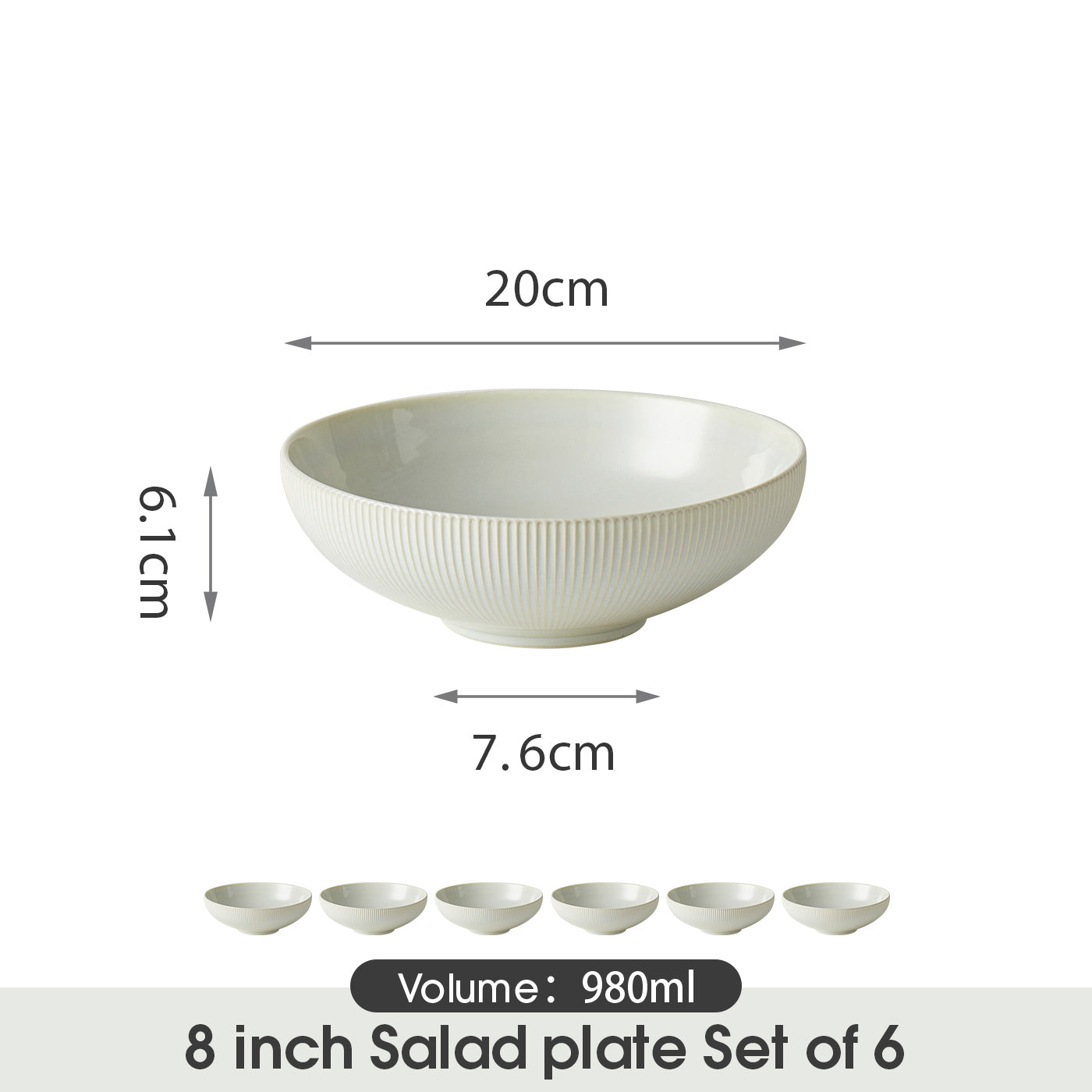 JIWOO-Moire, 6pcs, 8zoll 20cm Suppenteller, Mikrowellengeeignet und Spülmaschinengeeignet