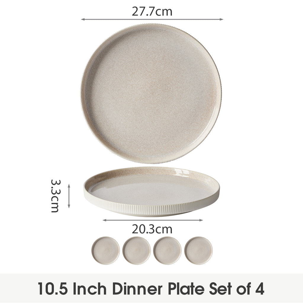 JIWOO-Roman Holiday, 4pcs, 10,5zoll 27,7cm  Essteller, Mikrowellengeeignet und Spülmaschinengeeignet