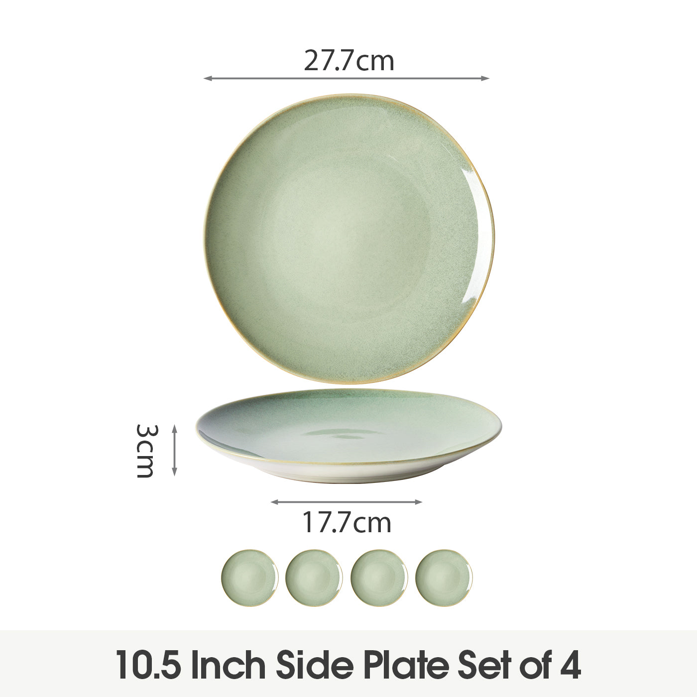 JIWOO-Lovina, 4pcs, 10,5zoll 27,7cm Essteller, Mikrowellengeeignet und Spülmaschinengeeignet