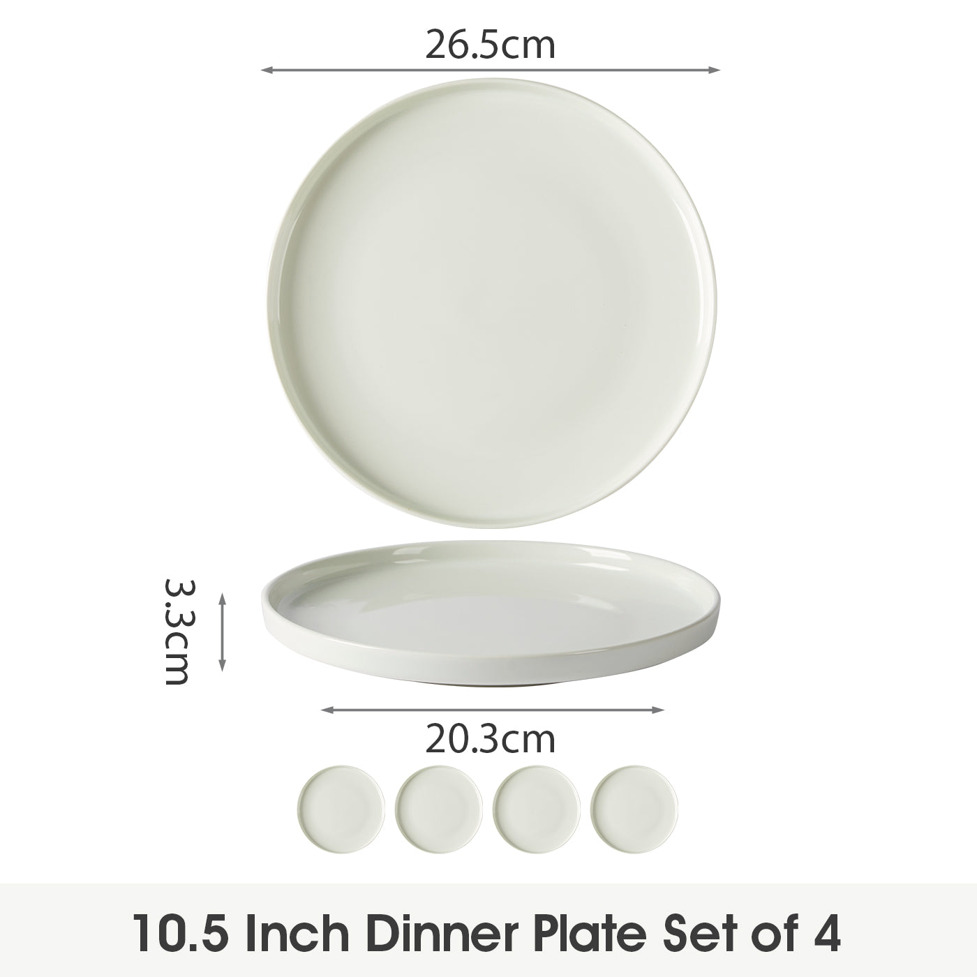 JIWOO-Beira, 4pcs, 10 inch 26cm dinner plates, microwave and dishwasher safe