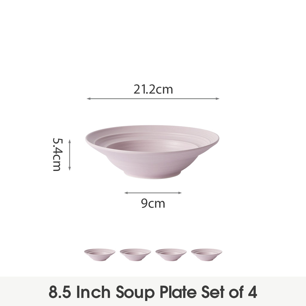 JIWOO-Lurcern, 4pcs, 8,5zoll 21,2cm Suppenteller, Mikrowellengeeignet und Spülmaschinengeeignet