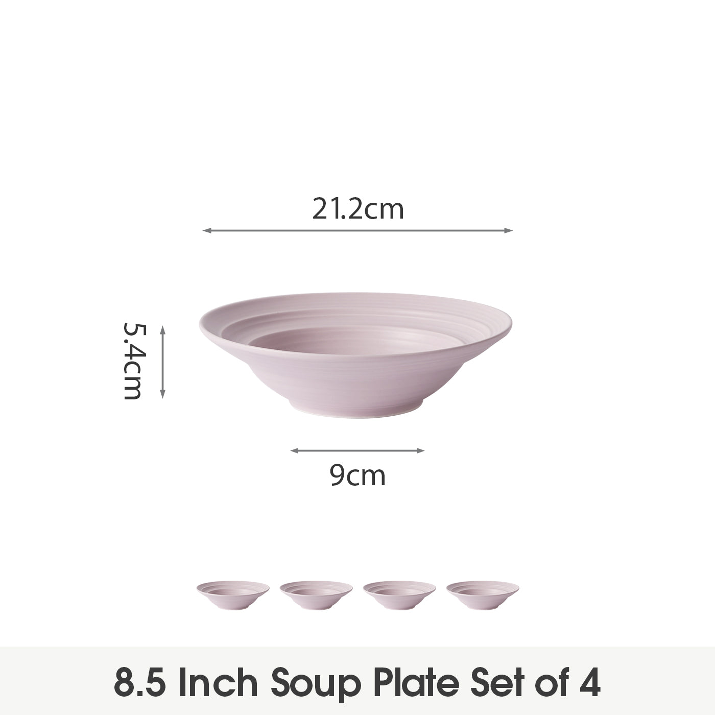 JIWOO-Lurcern, 4pcs, 8,5zoll 21,2cm Suppenteller, Mikrowellengeeignet und Spülmaschinengeeignet