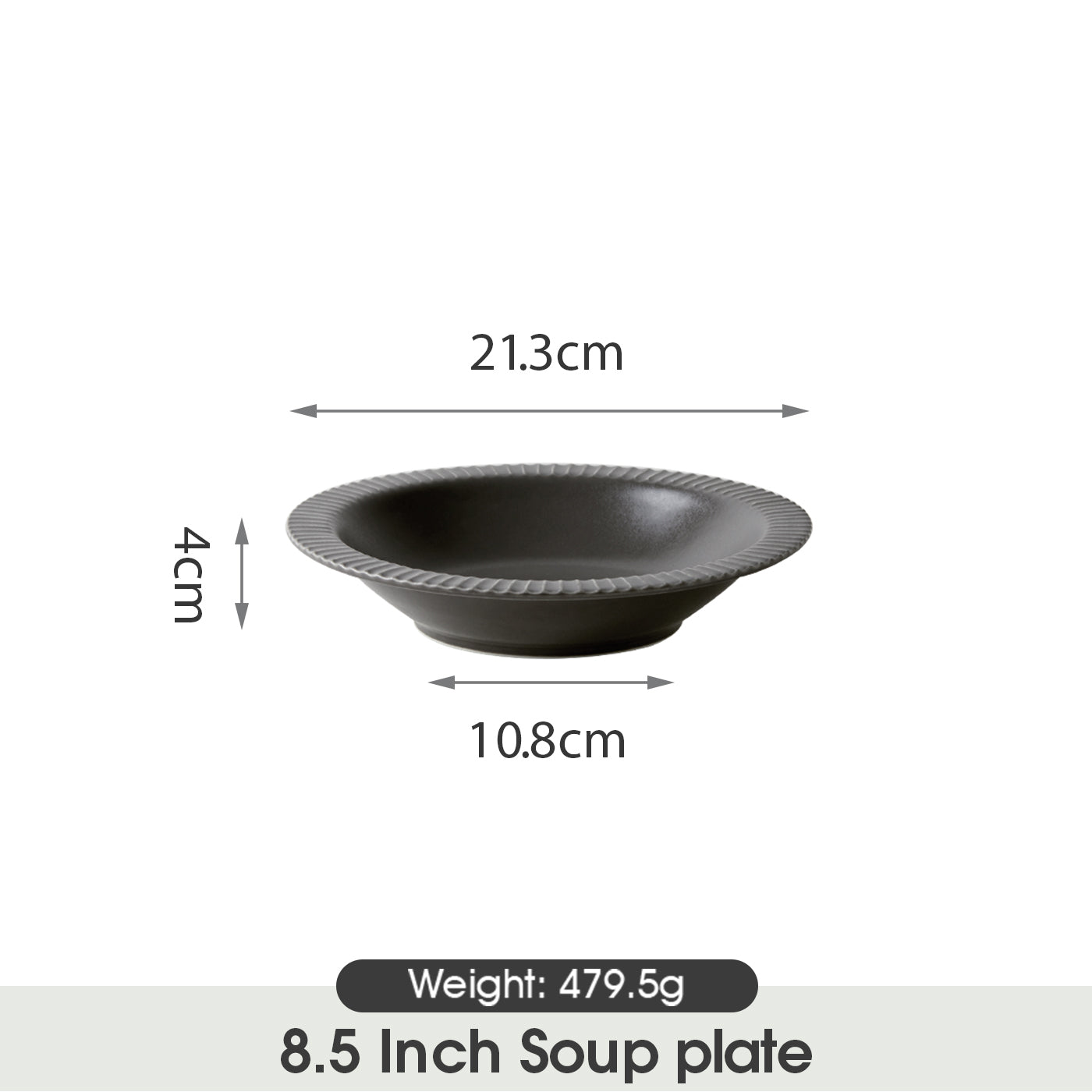 JIWOO-Collins, 4-teiliges 21,2cm Suppenteller, Mikrowellengeeignet und Spülmaschinengeeignet