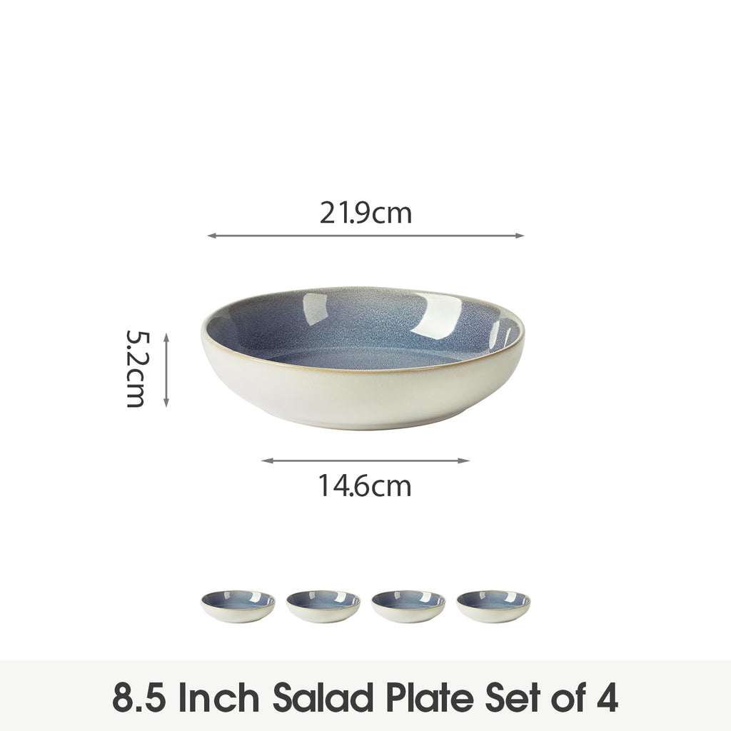 JIWOO-Lovina, 4-teiliges 21,9cm Suppenteller, Mikrowellengeeignet und Spülmaschinengeeignet
