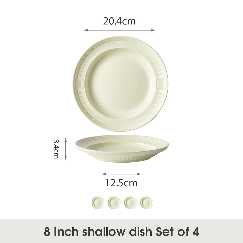 JIWOO-Light stream, 4pcs, 8Zoll 20,4cm Tiefer Teller, Mikrowellengeeignet und Spülmaschinengeeignet