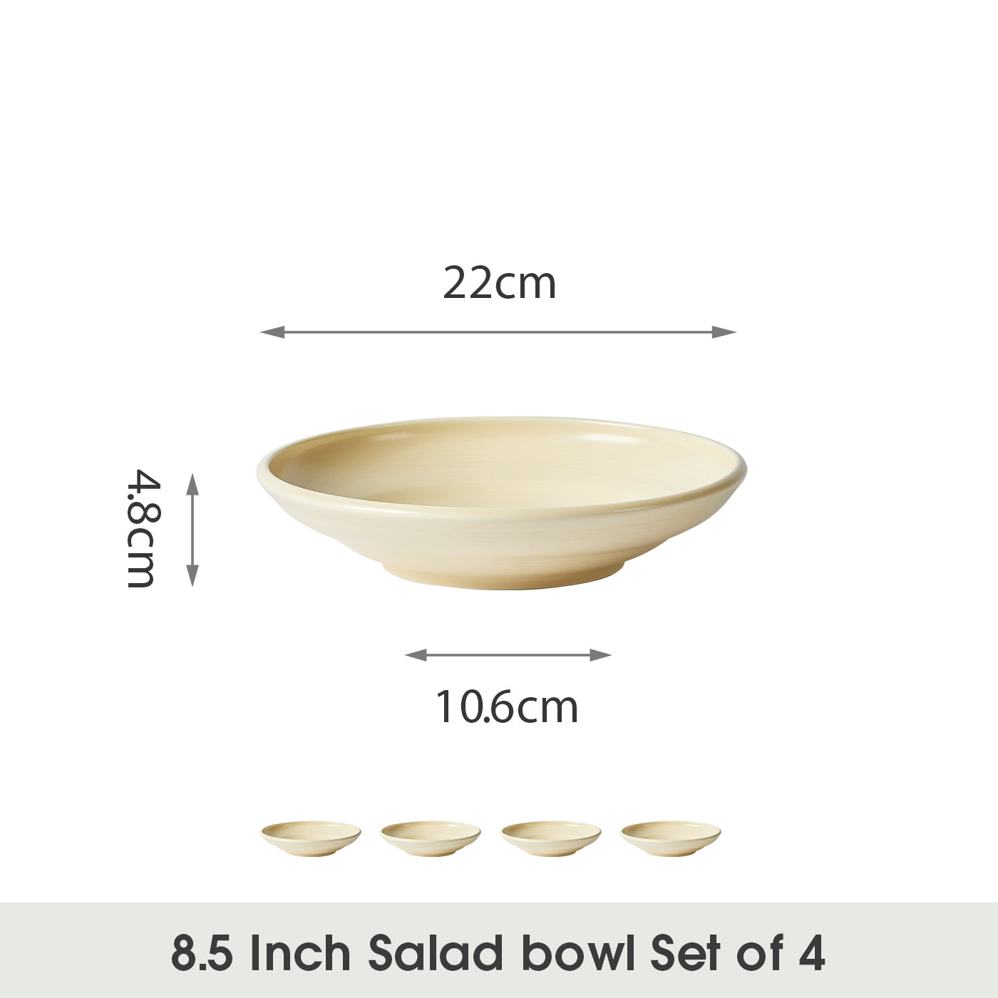 JIWOO-Zen, 4pcs, 8,5zoll 22cm Suppenteller, Mikrowellengeeignet und Spülmaschinengeeignet