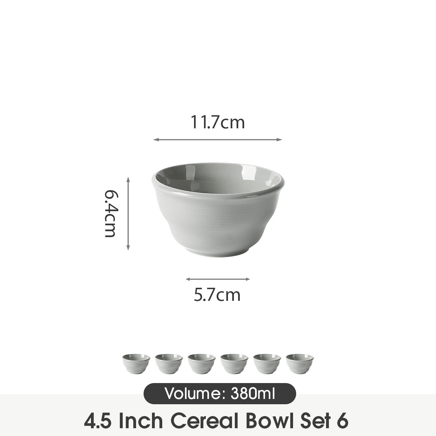 JIWOO-Zen, 6pcs, 4,5Zoll 11,7cm Schüssel, Mikrowellengeeignet und Spülmaschinengeeignet