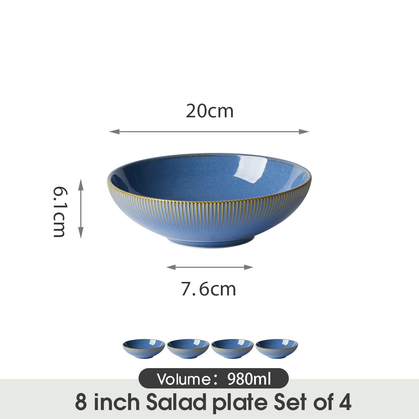 JIWOO-Moire, 4-teiliges 20cm Schüssel, Mikrowellengeeignet und Spülmaschinengeeignet