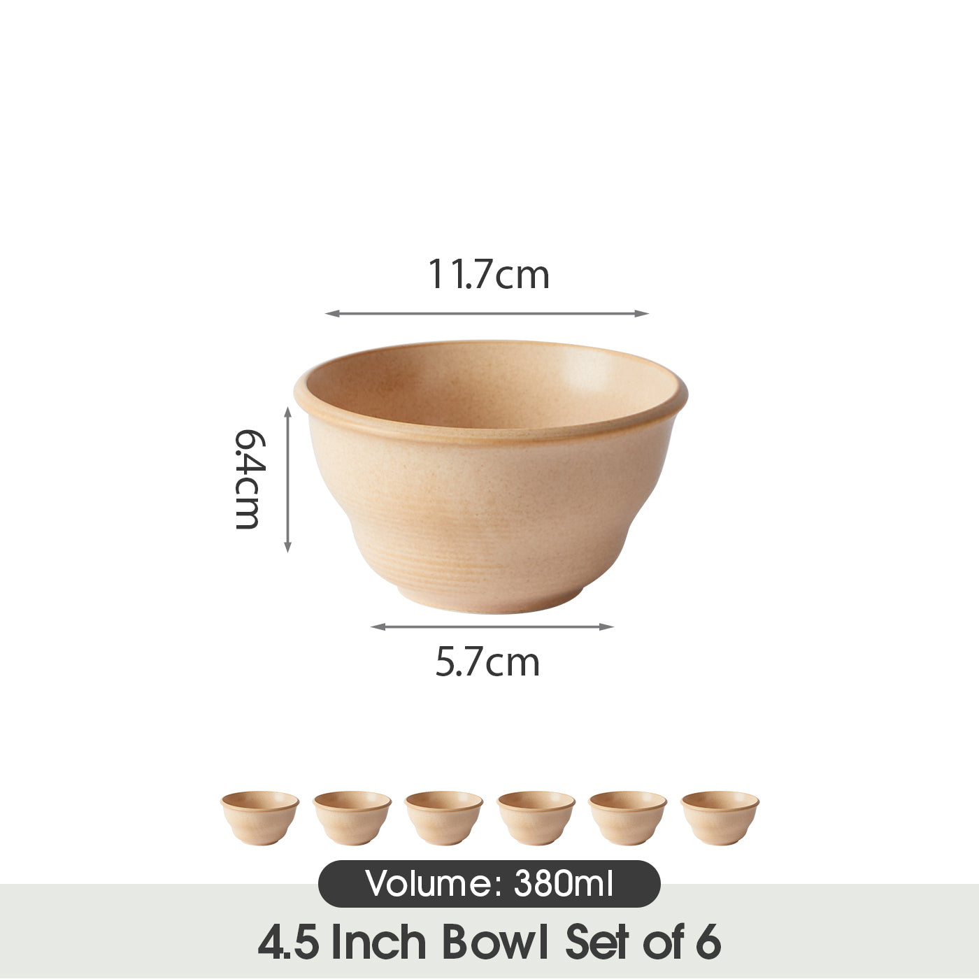 JIWOO-Zen, 6pcs, 4,5Zoll 11,7cm Schale, Mikrowellengeeignet und Spülmaschinengeeignet