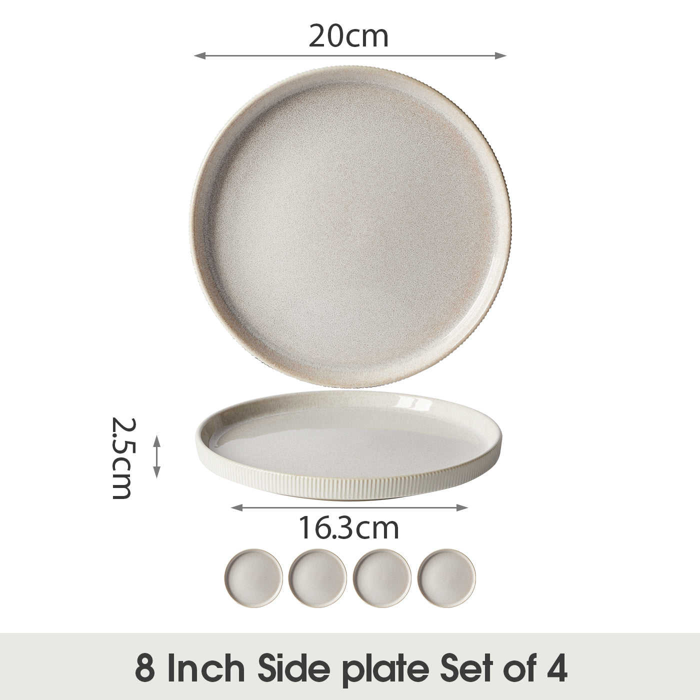 JIWOO-Roman Holiday, 4pcs, 8zoll 21,3cm Essteller, Mikrowellengeeignet und Spülmaschinengeeignet