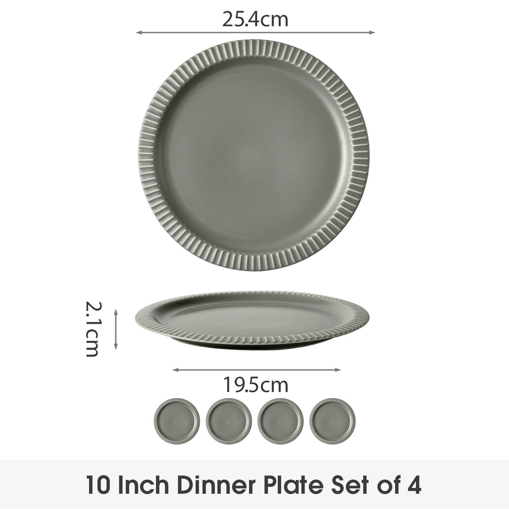 JIWOO-Collins, 4pcs, 10zoll 25,4cm Essteller, Mikrowellengeeignet und Spülmaschinengeeignet
