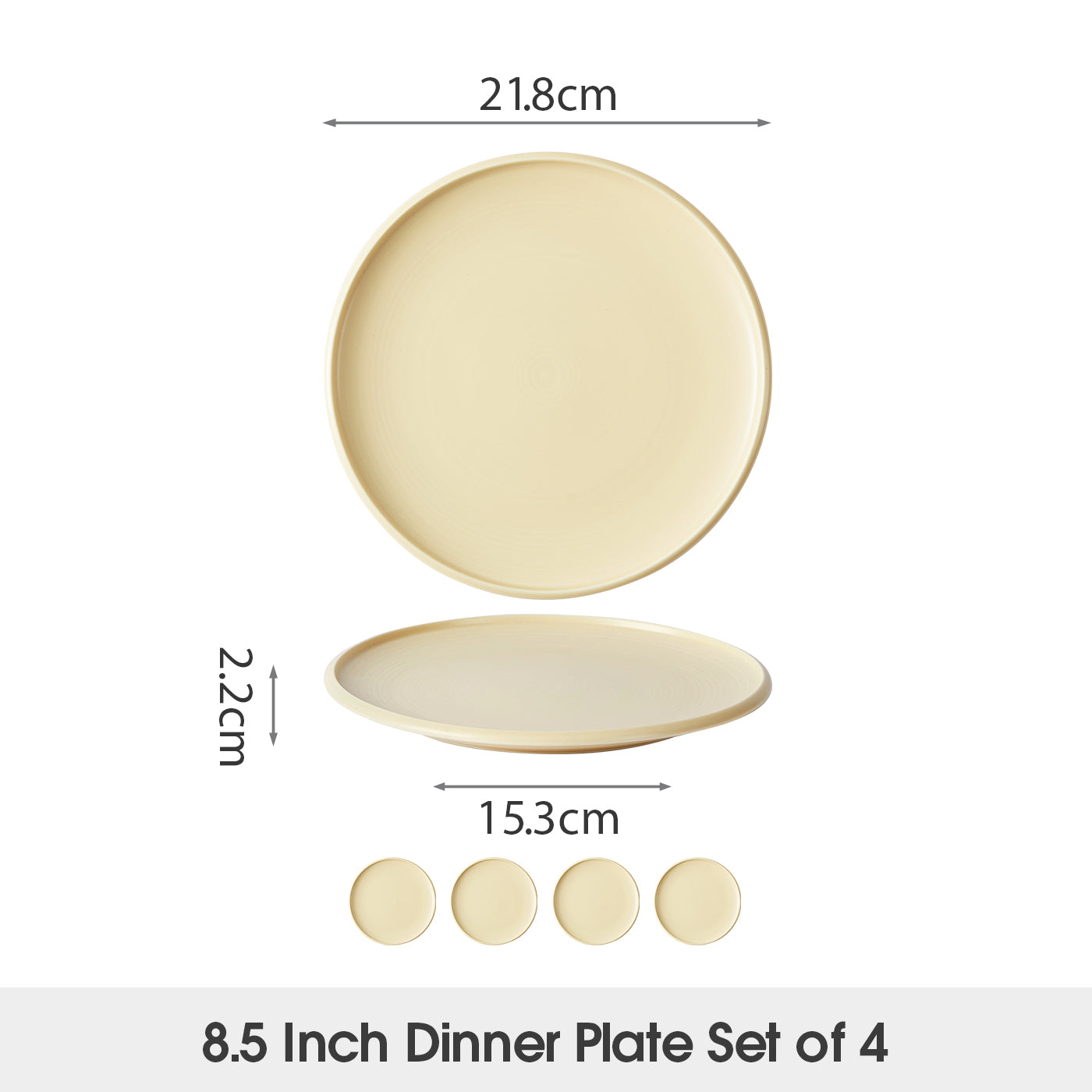 JIWOO-Zen, 4pcs, 8,5zoll 21,5cm Essteller, Mikrowellengeeignet und Spülmaschinengeeignet